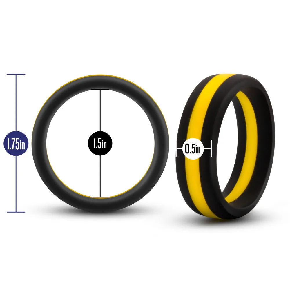 Performance By Blush® | Pro: Yellow & Black Penis Rings - Made with Purio™ Silicone (2-Pack)