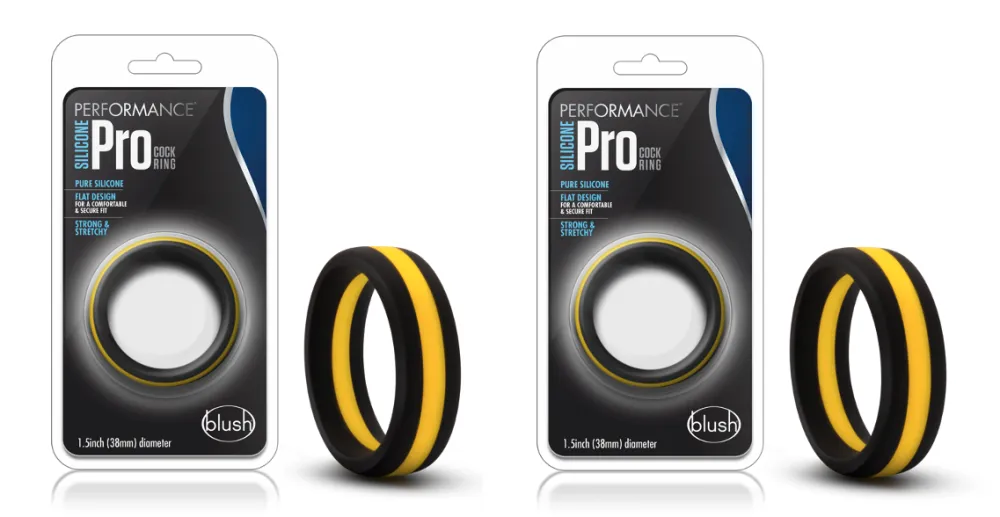 Performance By Blush® | Pro: Yellow & Black Penis Rings - Made with Purio™ Silicone (2-Pack)