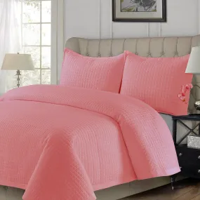 Pink Coverlet / Bedspread Set Reversible