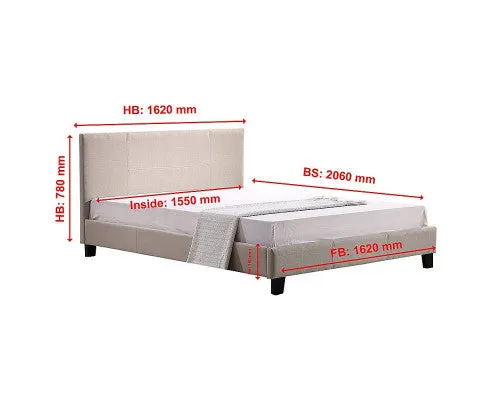 Queen Linen Fabric Bed Frame Beige