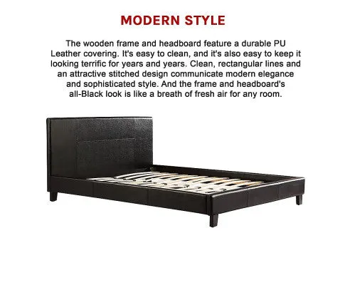 Queen PU Leather Bed Frame Black