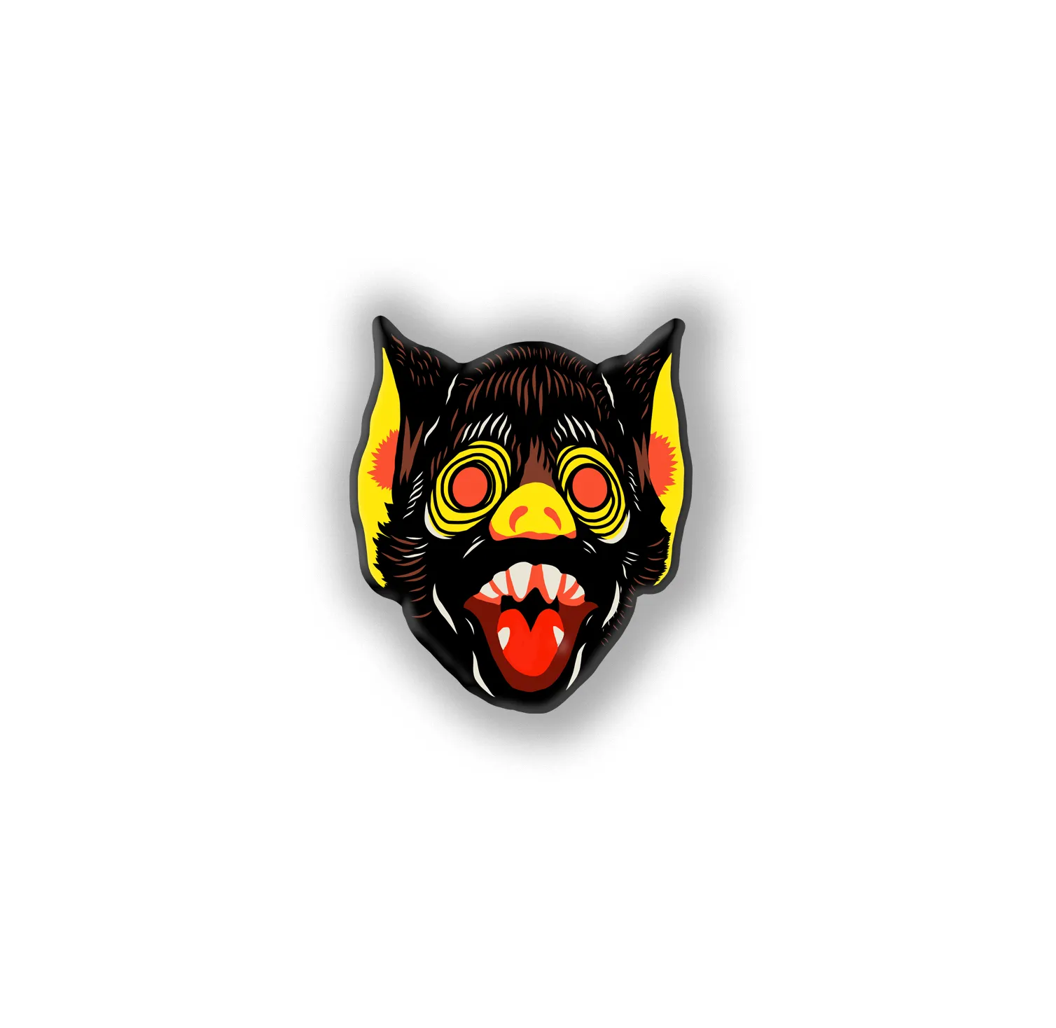 Retro Inspired Creature Halloween Mask Pin Bat Lapel Pin