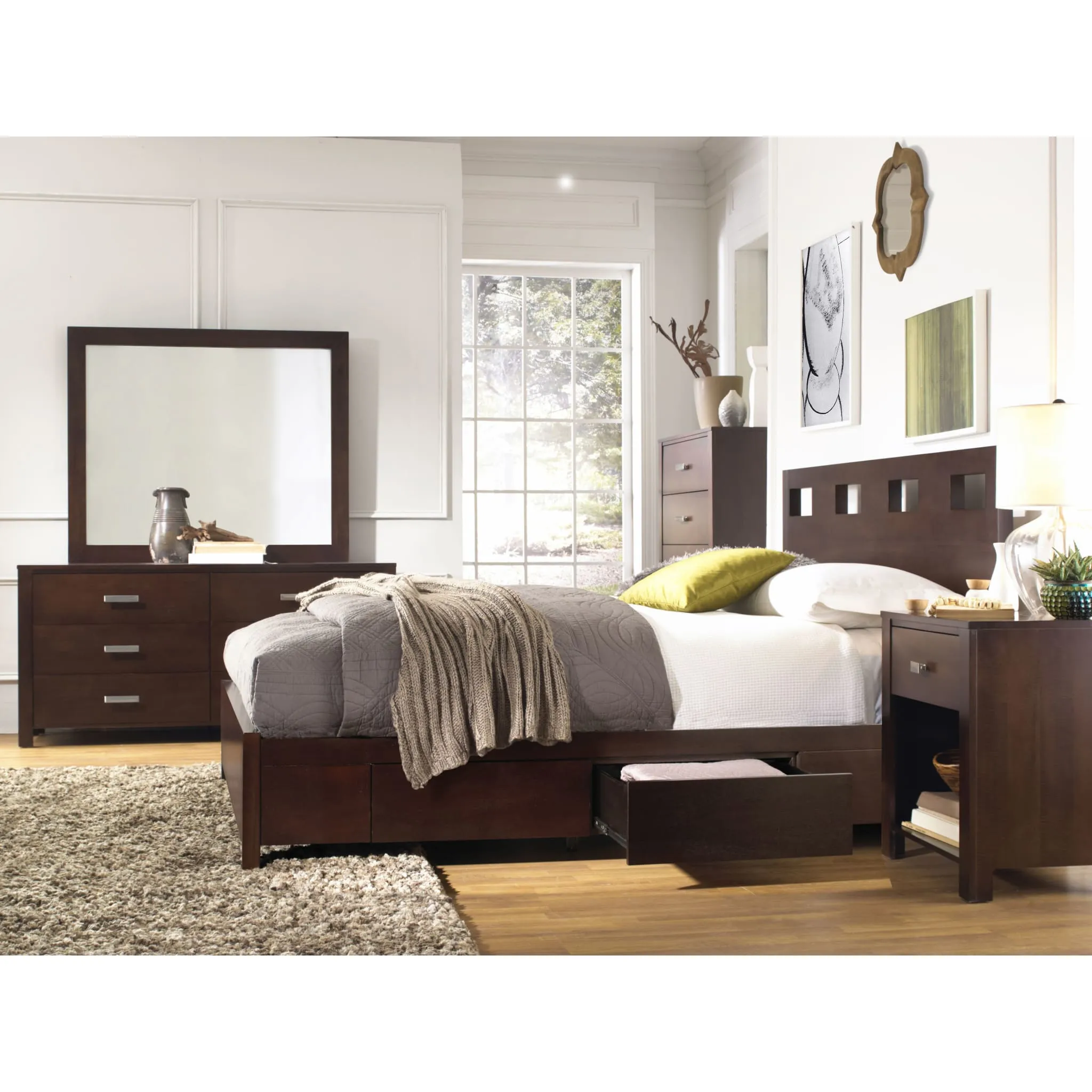 Riva Wood Storage Bed in Chocolate Brown