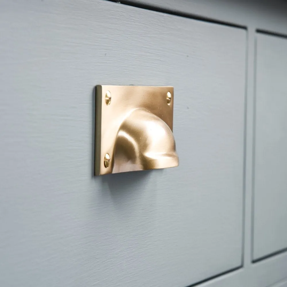 Satin Brass Hooded Drawer Handle