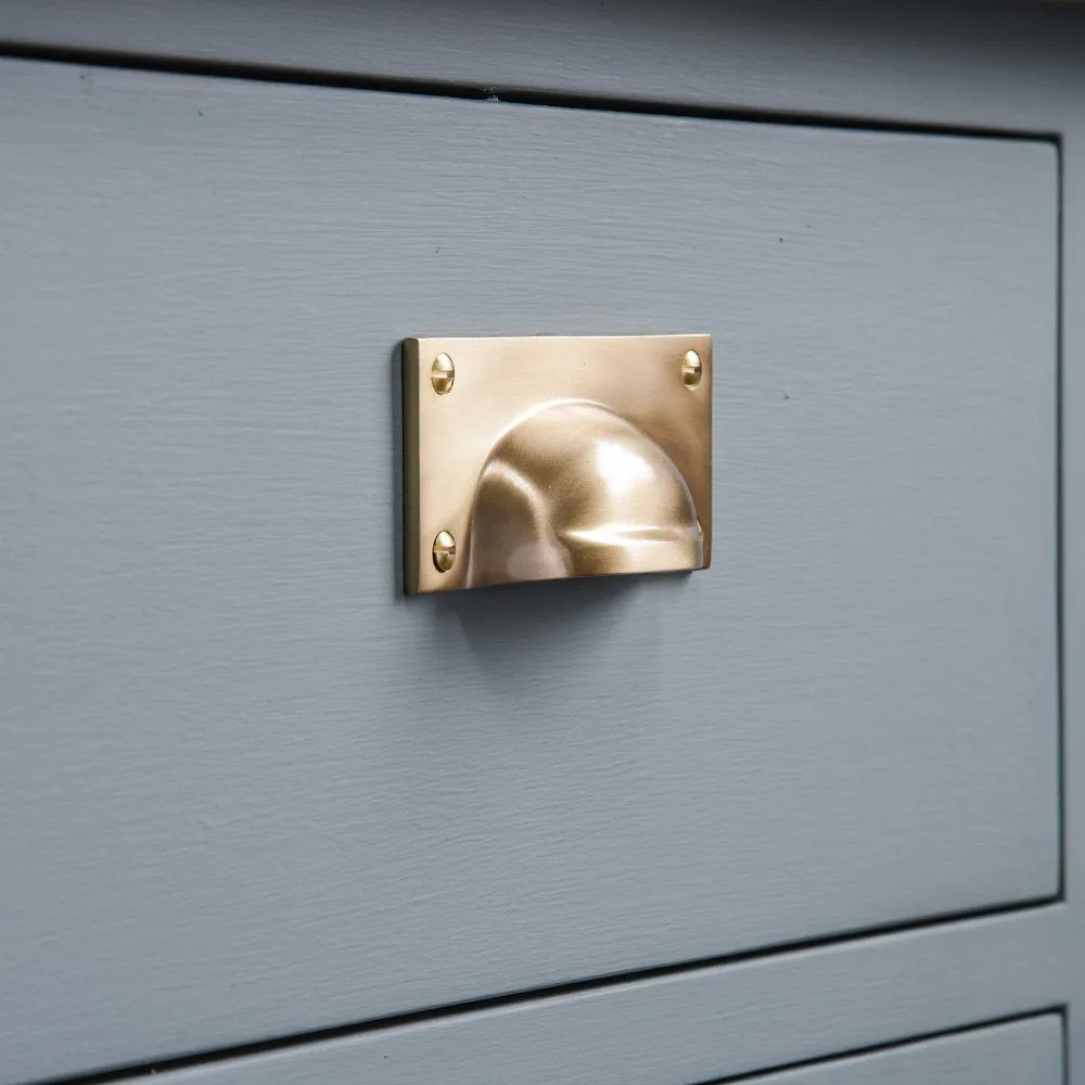 Satin Brass Hooded Drawer Handle