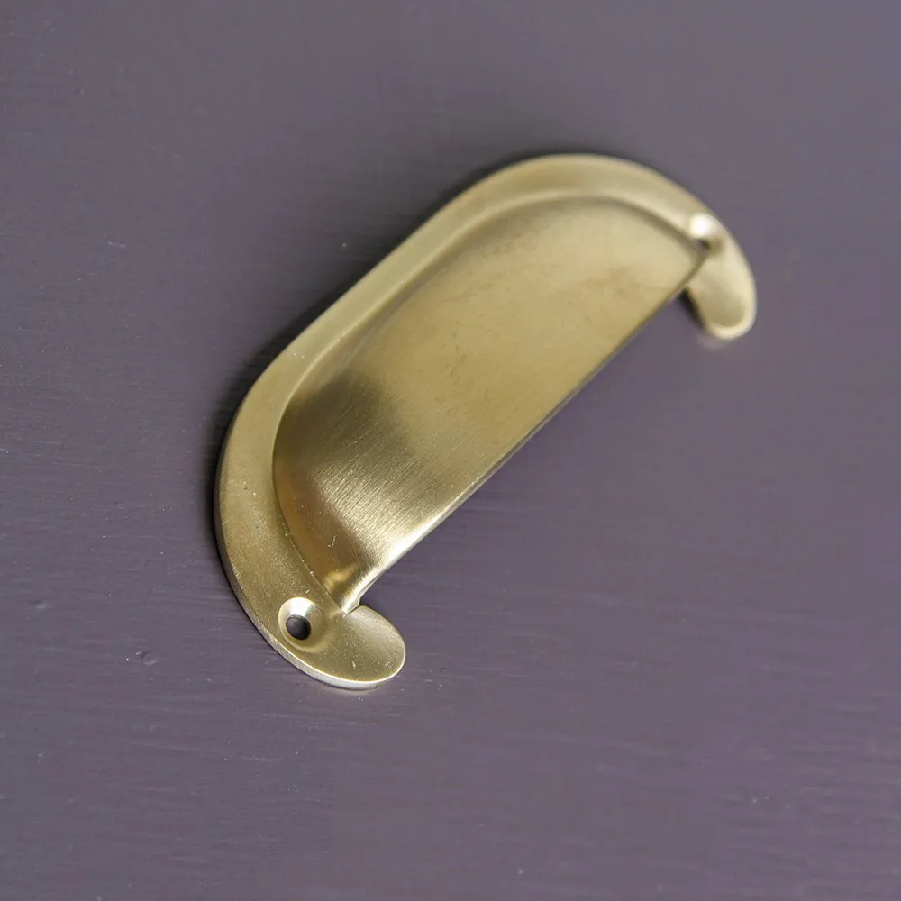 Satin Brass Large Curved Hooded Drawer Handle