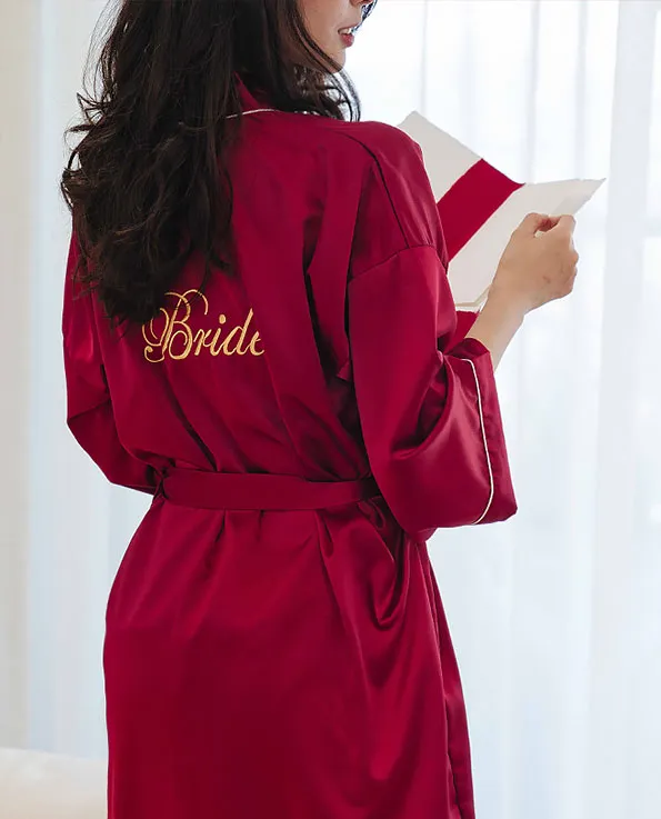 Satin Bridal Party Robe - Bride