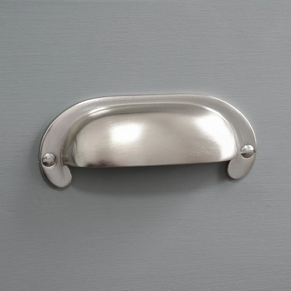 Satin Nickel Large Curved Hooded Drawer Handle