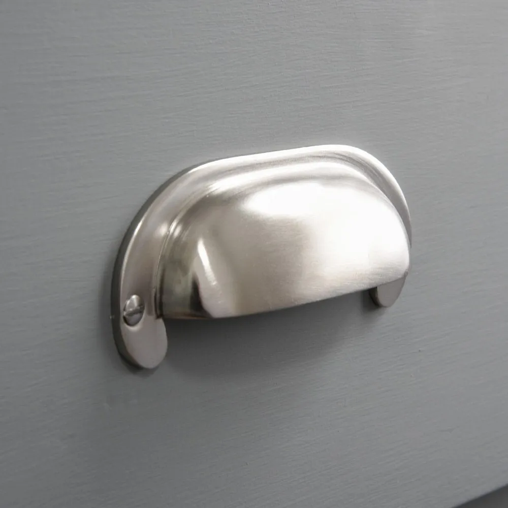 Satin Nickel Large Curved Hooded Drawer Handle