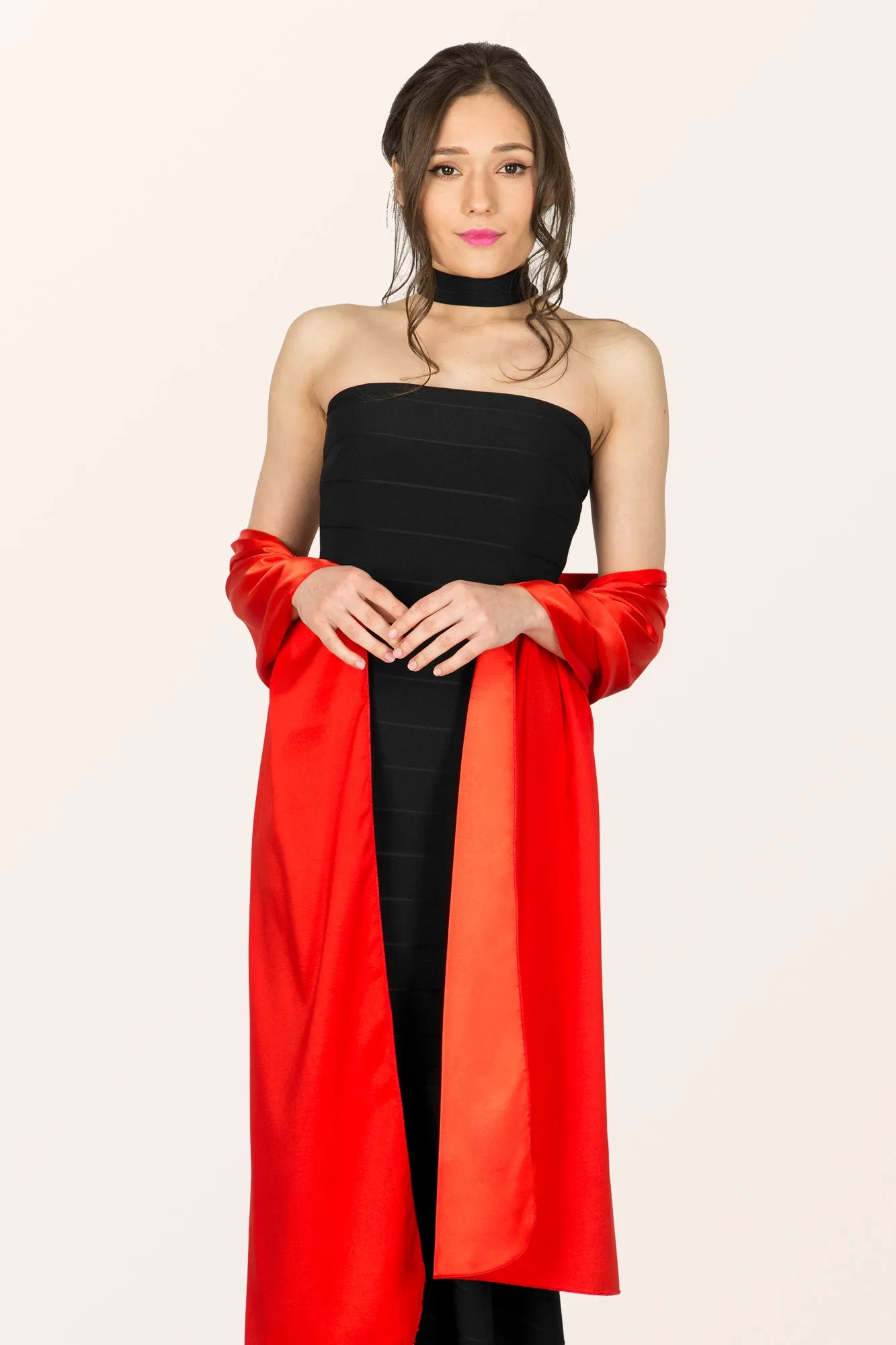 Satin Shawl - Red