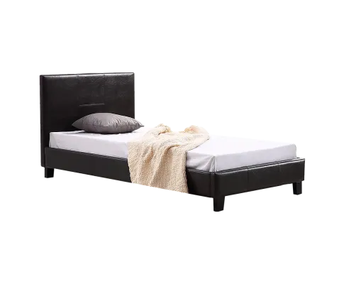 Single PU Leather Bed Frame Brown