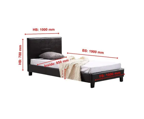 Single PU Leather Bed Frame Brown