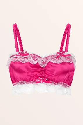 Sissy Satin Fitted Bralette - Hot Pink