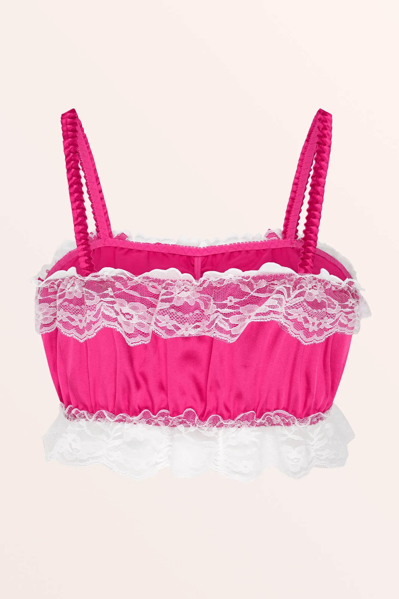 Sissy Satin Fitted Bralette - Hot Pink