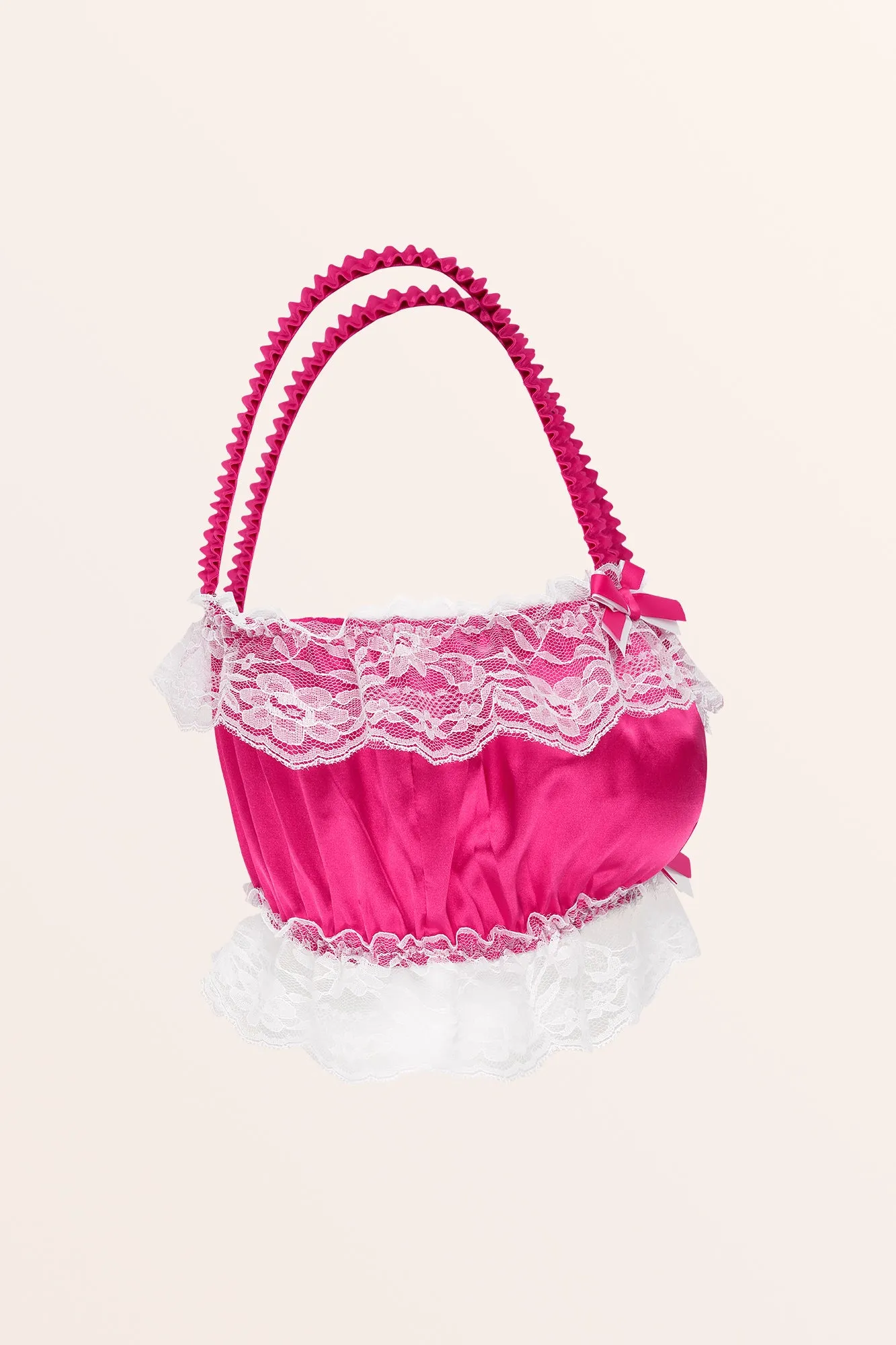 Sissy Satin Fitted Bralette - Hot Pink