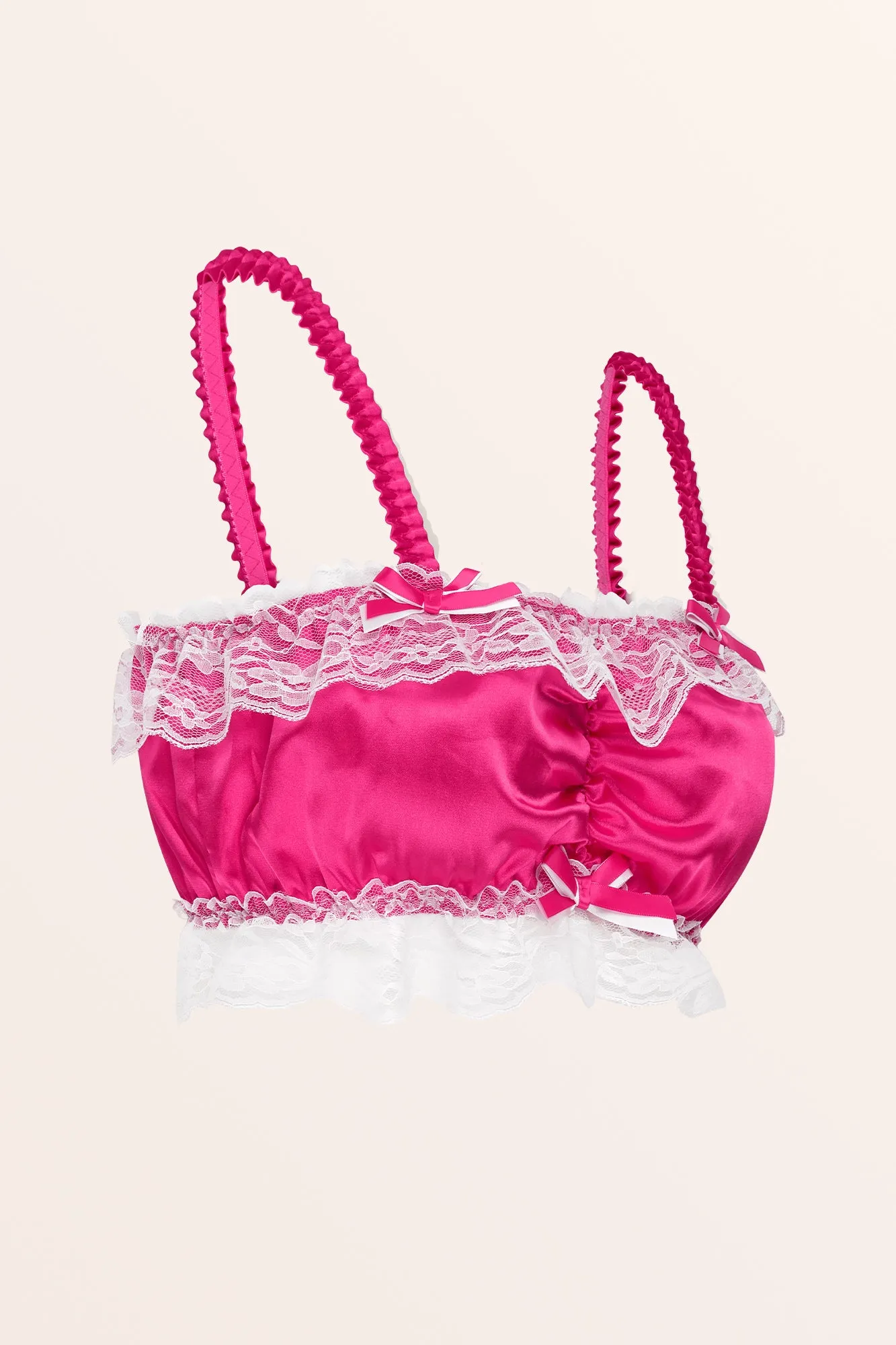 Sissy Satin Fitted Bralette - Hot Pink