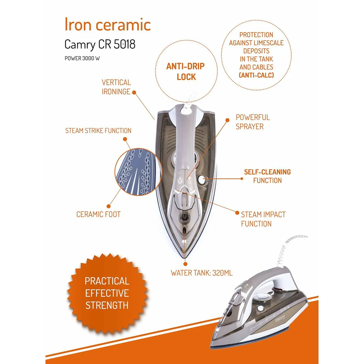 Steam Iron Adler CR 5018 3000 W 230 V