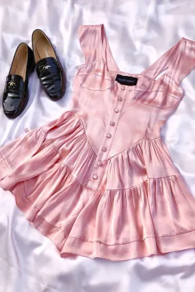 The Elisabeth Romper Dress - Pink Satin