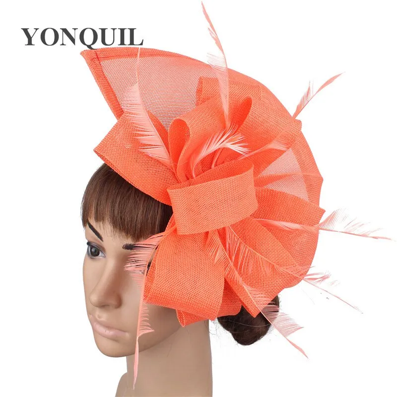 Vintage Big Derby Women Green Fascinators Hats Elegant Female Event Feather Headwear Race Hair Accessories Millinery Hats SYF66