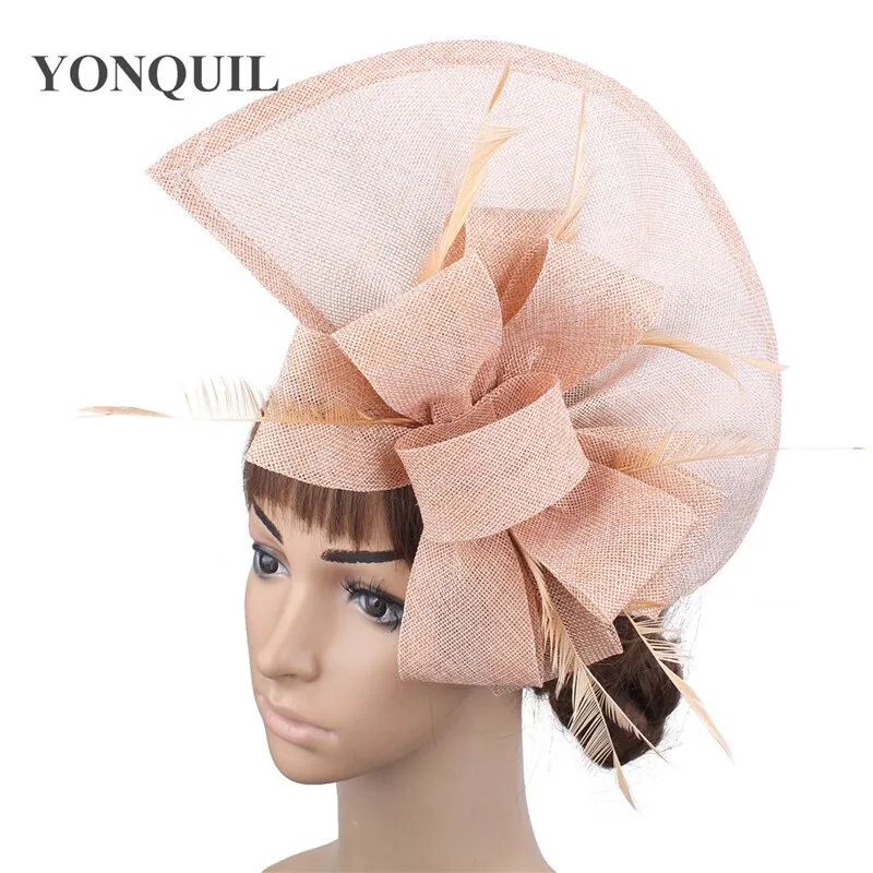 Vintage Big Derby Women Green Fascinators Hats Elegant Female Event Feather Headwear Race Hair Accessories Millinery Hats SYF66